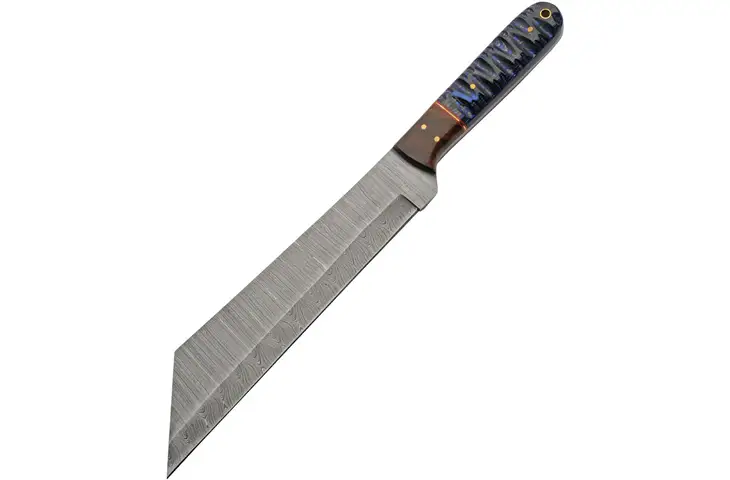 Damascus Seax Blue 8.75in Fixed Blade Knife DM-1368BL w/ Free Shipping and Handling